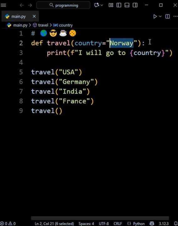Norway & Python Function #python #programming #coding