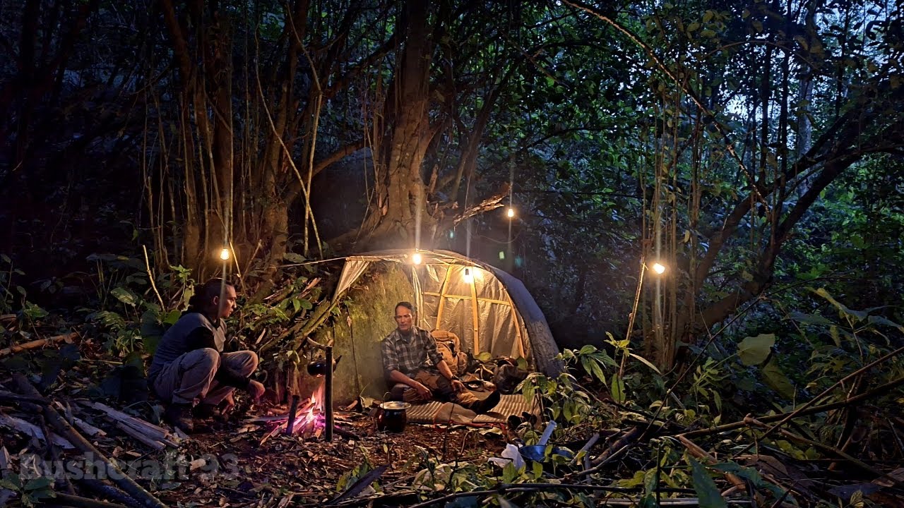 48 часов кемпинга в дикой природе. Выживание в охоте на креветок, бушкрафт.