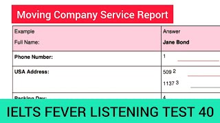 Ielts fever listening test 40 | Moving company service report