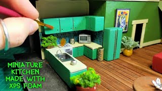 Miniature kitchen made from XPS foam #diy #miniature #kitchen