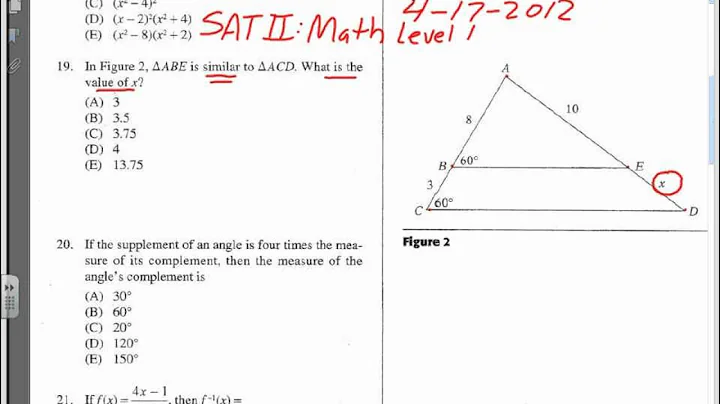 SAT II Math Level 1:  Similar triangles, Proportions