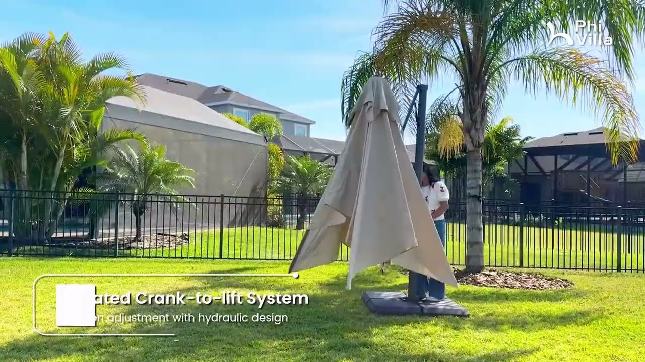 9X12ft Hydraulic Cantilever Patio Umbrellas in 4 Colors