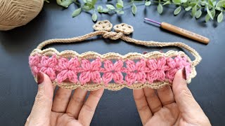 How to crochet flower headband. Easy tutorial for beginner.