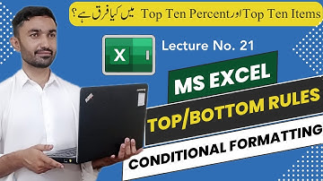 21# Top/Bottom Rules Conditional Formatting in Excel in Hindi/Urdu
