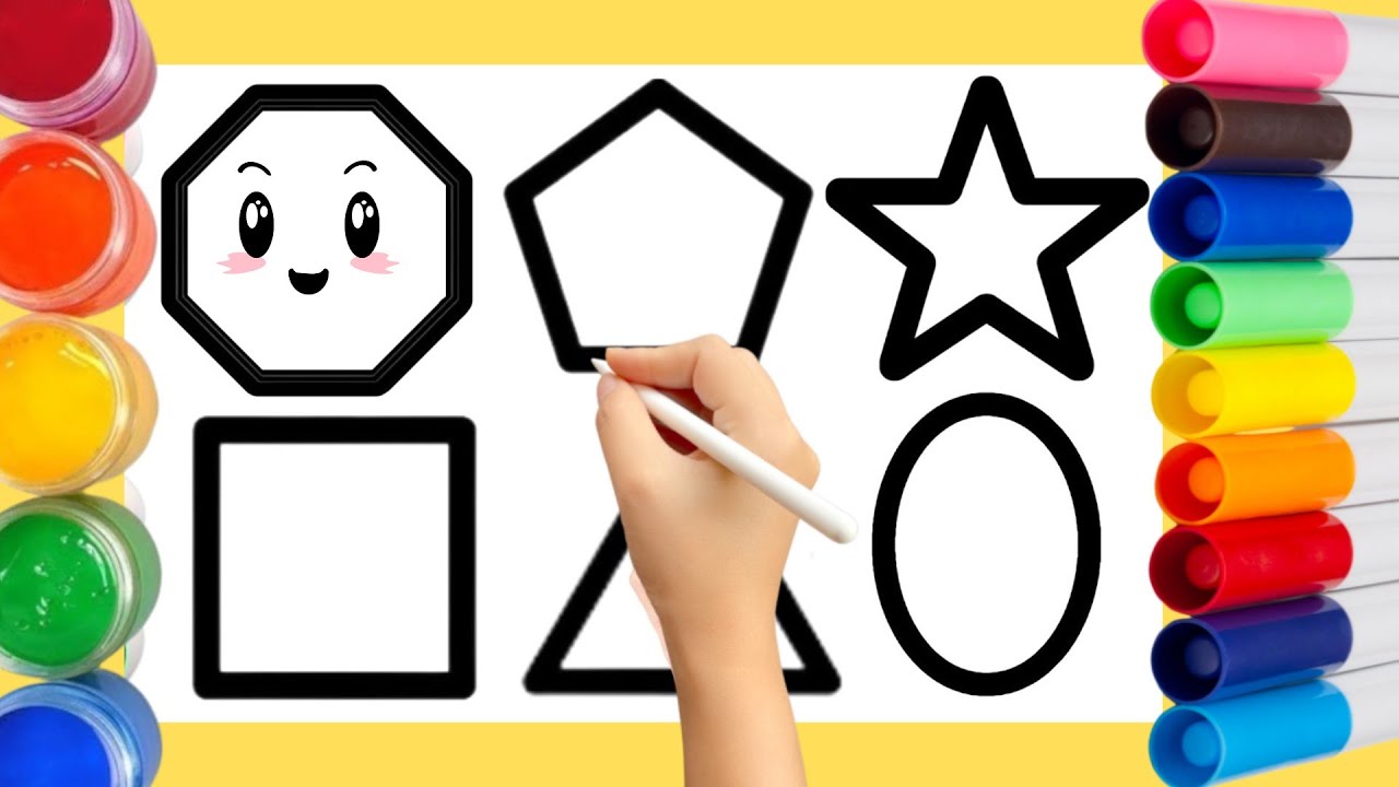 How To Draw And Color Geometric Shapes Step By Step 🔺🟠⭐🟩🔷💜 Drawings For ...