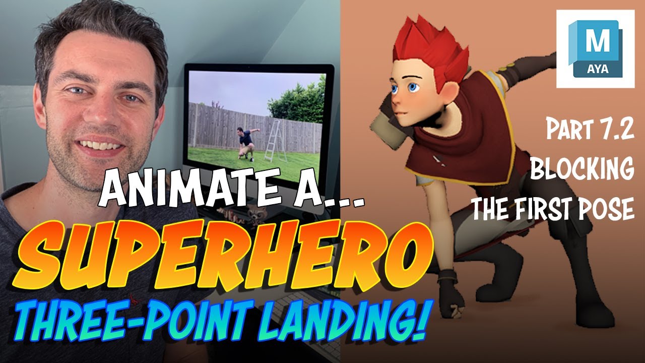 Three Point Pose Part 7.2 - The First Pose | Animate a Superhero Three-Point Landing ...