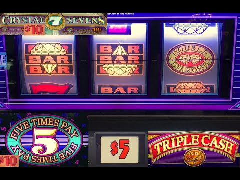 HIGH LIMIT SLOTS! $10 FIVE TIMES PAY + $10 CRYSTAL SEVENS + TRIPLE CASH + DOUBLE DIAMOND DELUXE!