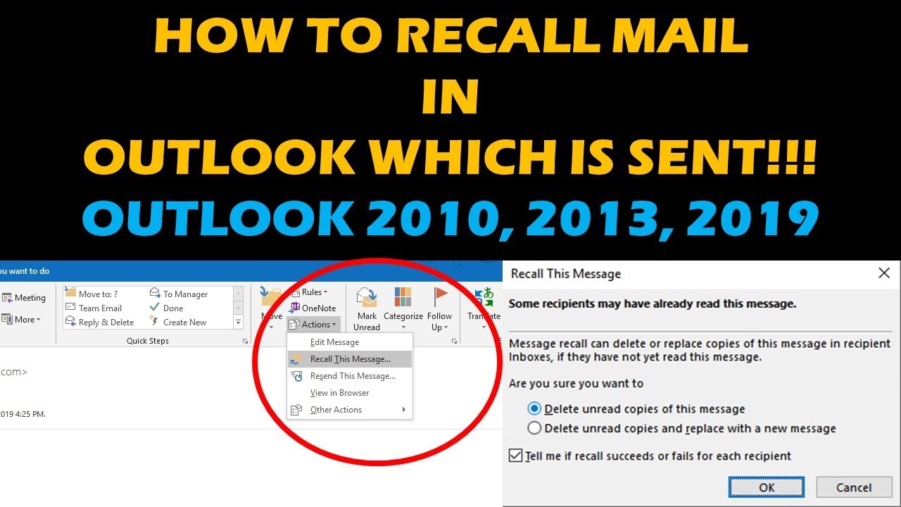 cancel an email in outlook 2013