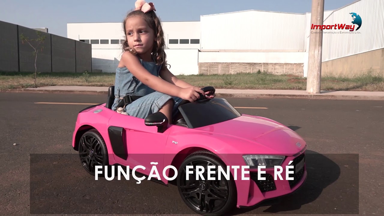 Mini Carro Elétrico Infantil Criança 12V Audi R8 Spyder Controle Remoto  Rosa Brinqway BW-123