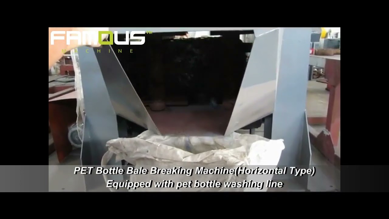 horizontal feeding vertical bale breaker machine for waste plastic bottles