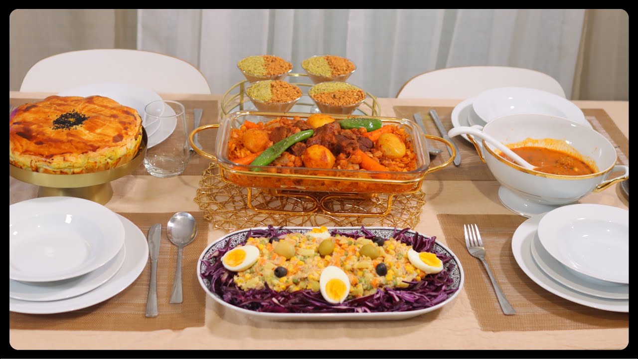 دبارة رمضان عملتلكم عشاء كامل مع التحلية للسهرية،طاجين الورقة،نواصر،سلطة الخضار و عصيدة البفريوة