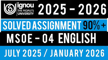 MSOE 004 SOLVED ASSIGNMENT 2025-26 | MSOE 04 SOLVED ASSIGNMENT 2025-26 IN ENGLISH | MSSOE 004