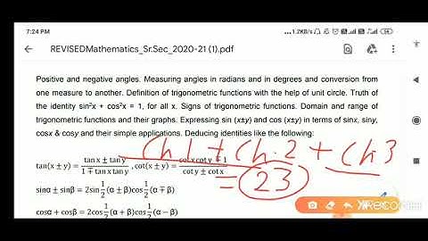 Maths 11class  syllabus and deleted topic session 2020-21