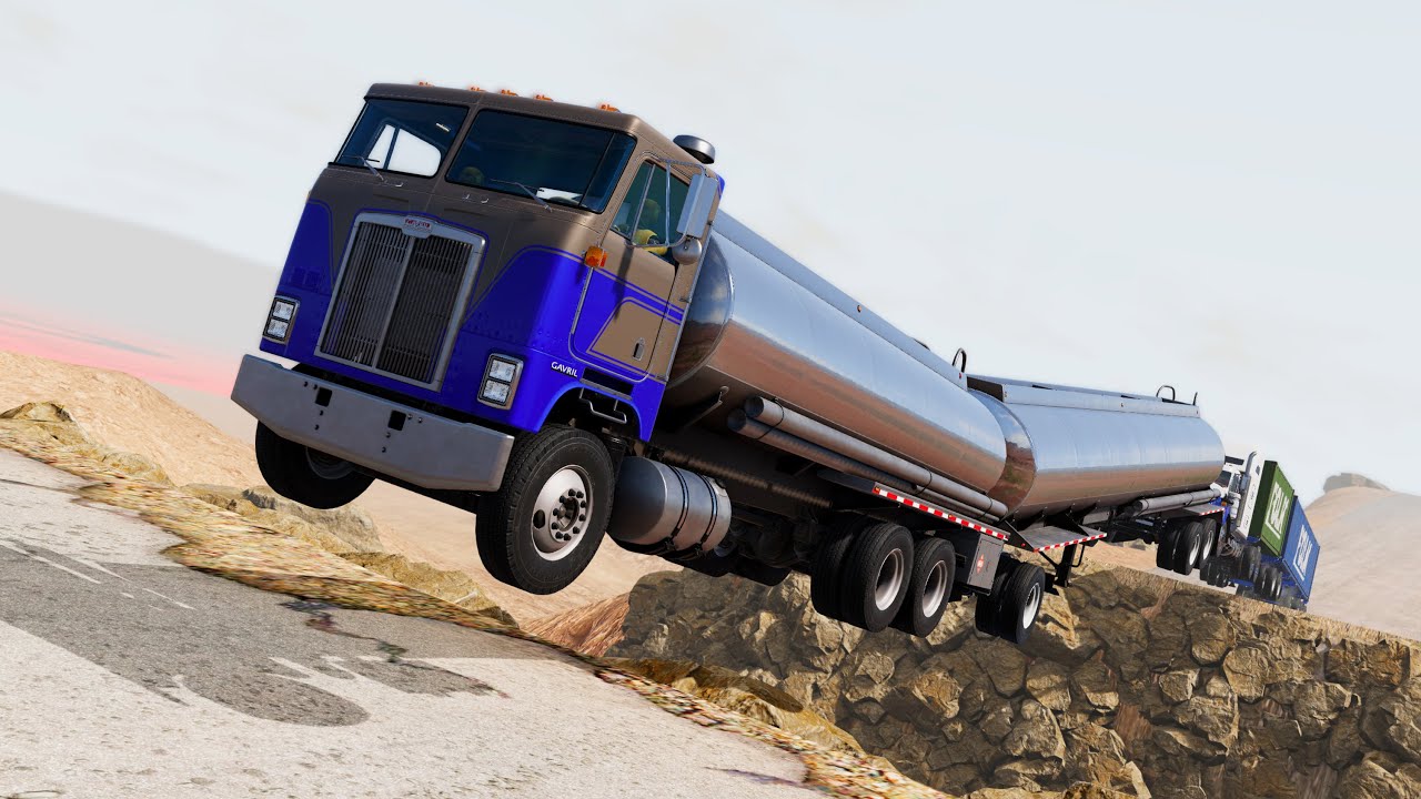 BeamNG Drive - BigRig Race On A Long Broken Desert Road #2