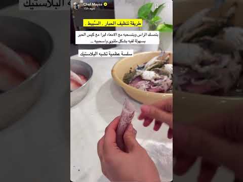 طريقة تنظيف الحبار او السبيط من سناب الشيف ميساء
