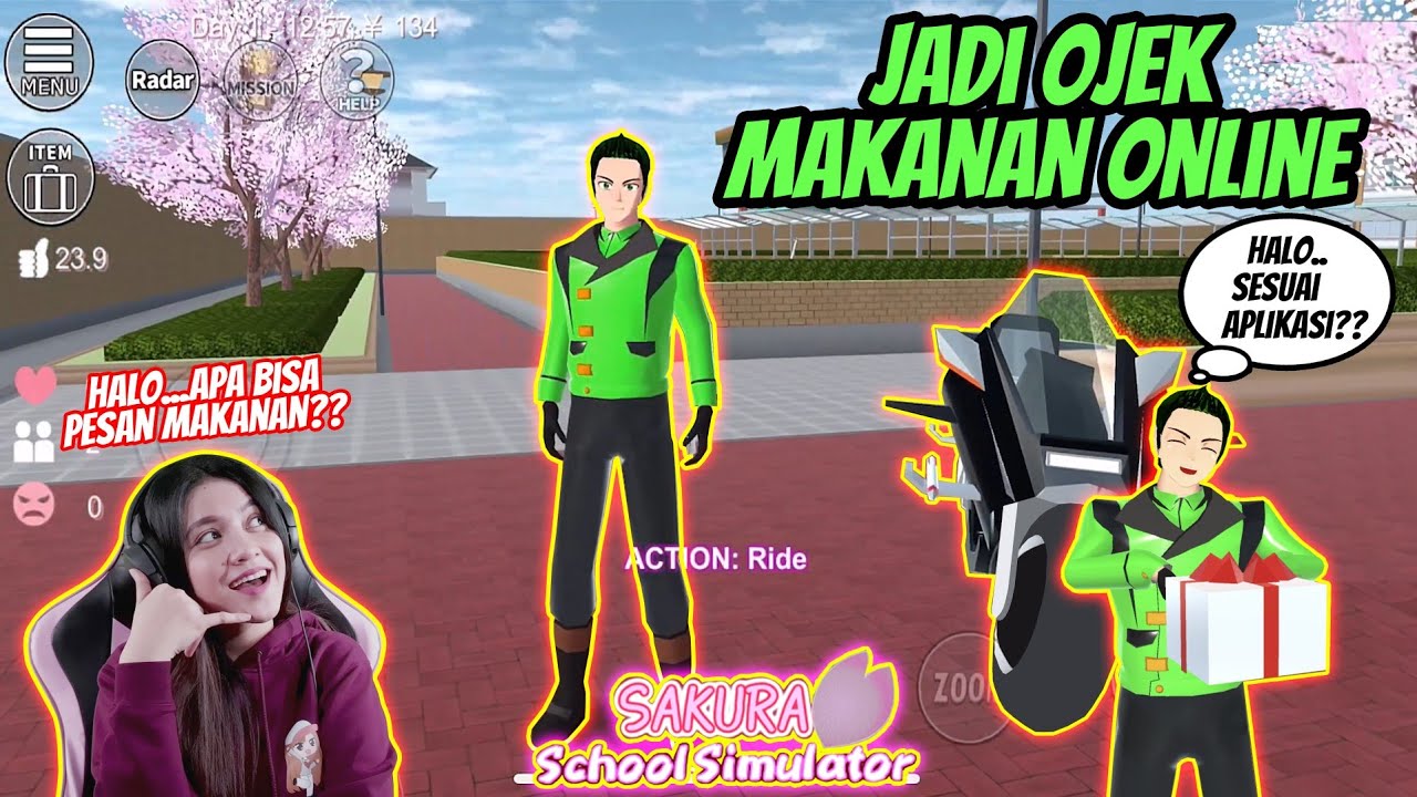 24 JAM JADI OJEK MAKANAN ONLINE TAMPAN!! DAPET ORDERAN TERUS LHO!! SAKURA SCHOOL SIMULATOR - Part 41