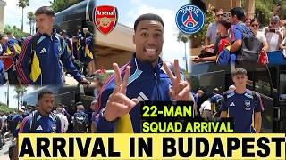 Arsenal 22-Man Squad Arrived in BUDAPEST Ahead of PSG Champions League Final | TIMBER TRAVEL