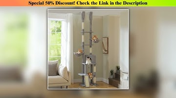 Must Buy Floor to Ceiling Cat Tree with Sisal Scratching Posts Cozy Condo Hammock Adjustable