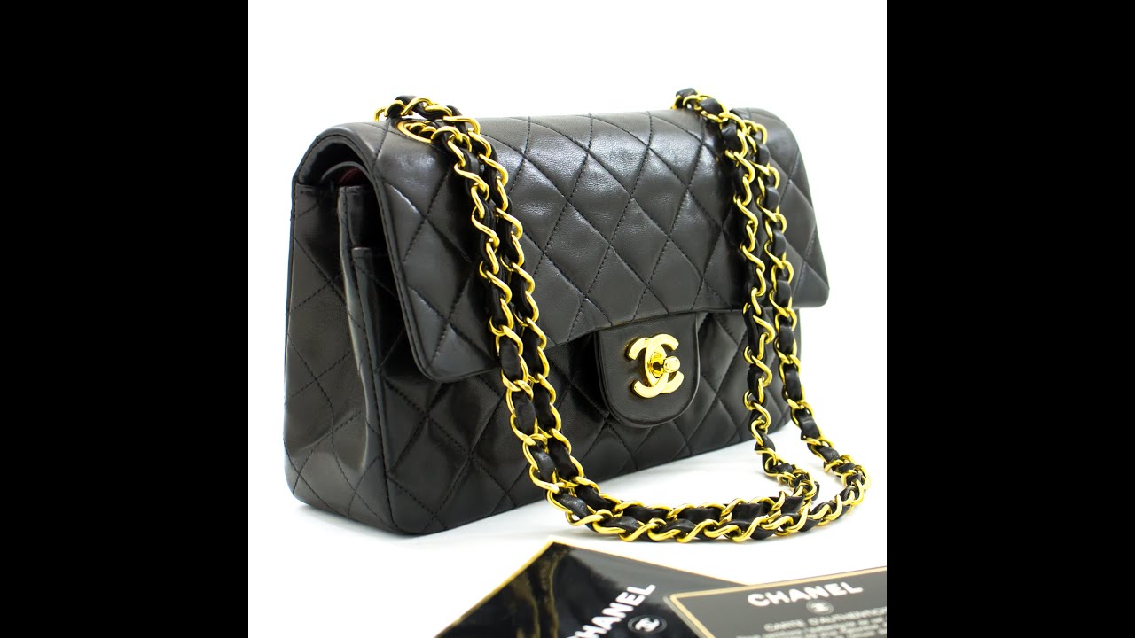 Chanel Caviar Handbag Top Handle Bag Kelly Black Flap Leather Gold K75