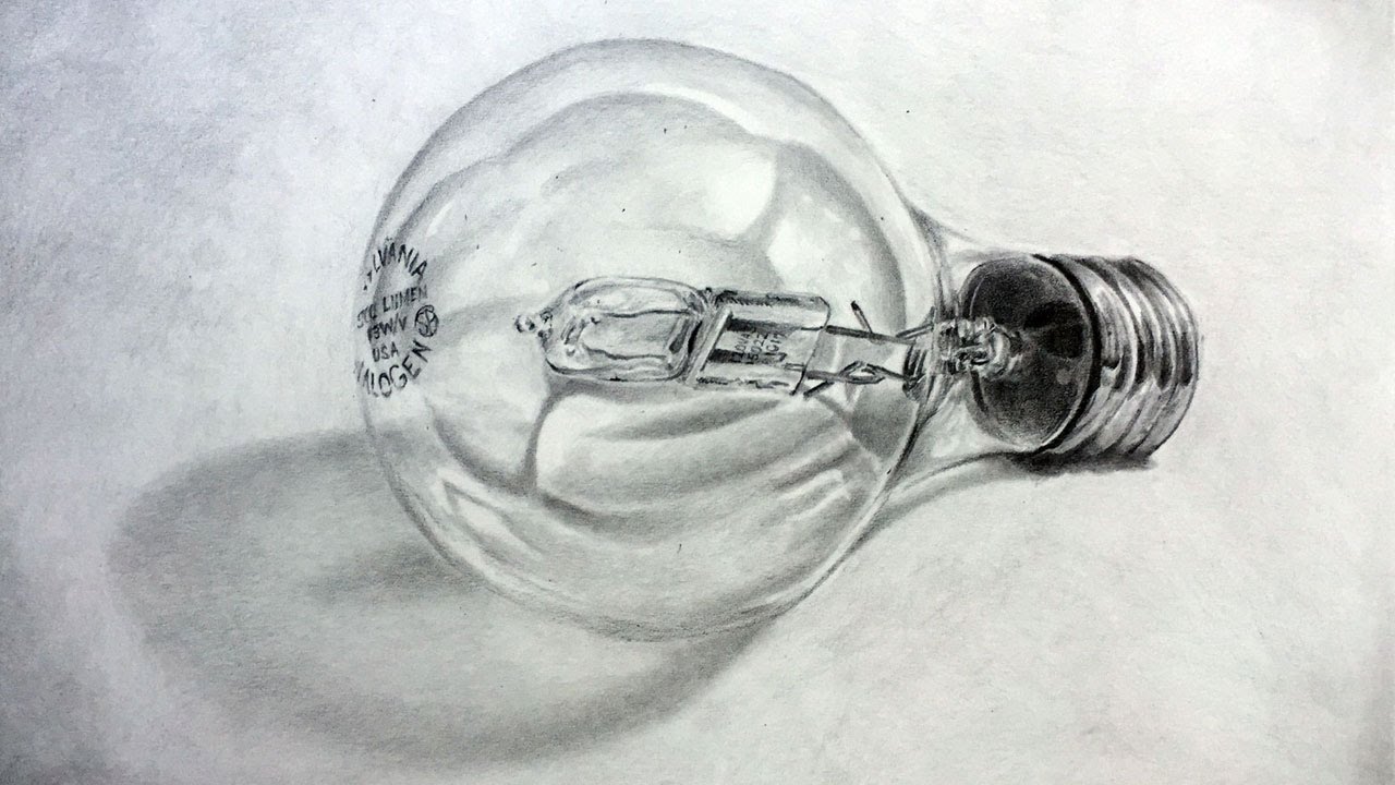 How to Draw with Graphite Pencils - Realistic Light Bulb 