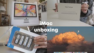 2020 iMac aesthetic unboxing 🖥️ Upgrading RAM, magic trackpad, magic keyboard, invisible folder