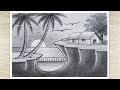 How to draw sunset scenery with pencil sketch pencil drawing for beginners