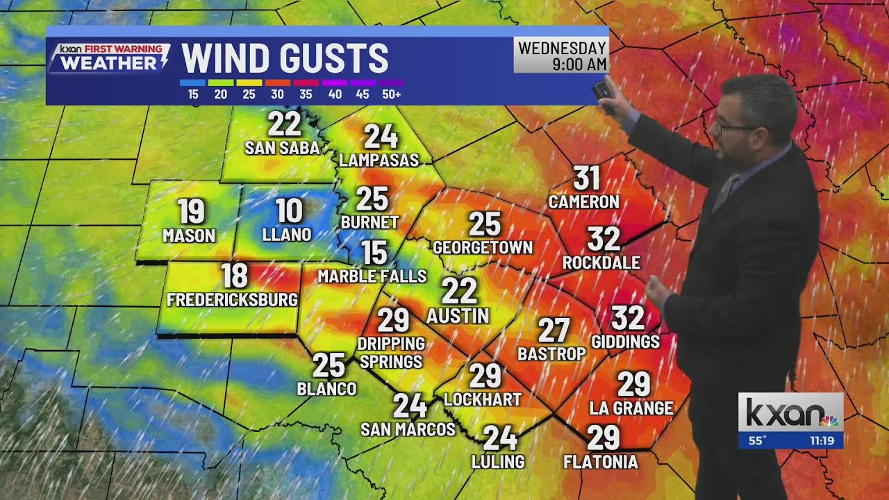 Warmup this week and gusty winds expected \ KXAN update Feb 23 - YouTube