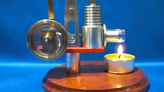 Stirling Engine Pendulum
Pendulum Stirling Engine
Hot air engine, runs slowly with a candle.
Displ: L. 25 mm - diam. 11 mm - stroke 8 mm
Piston: L. 145 mm - diam. 8,5 mm - stroke 8 mm
Wheel diam. 44 mm
Thank for your thumb finger Personal Video and Soundtrack Stirling Engine Pendulum