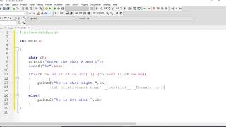 C program to check whether the character is an alphabet or not using ASCII values c language program