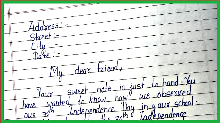 Write a letter to your friend about the celebration of the Independence day in your school/letter