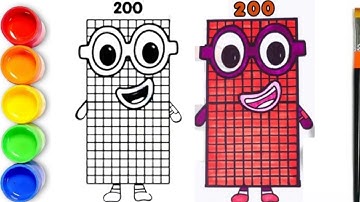 NUMBERBLOCKS | How To Draw NUMBERBLOCK 200 Coloring For Kids  Drawing & Coloring Tutorial For Kids