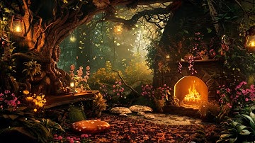 Cozy Relaxing Nook in Deep Forest ❖ Melodies Magical Music & Fire Sound | Stress Relief, Sleep Tight