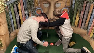 Dad vs son mini golf match ~ lost island adventure golf Margate