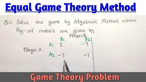 Equal Game Method Operation Research |Algebraic Method in Game Theory Operation Research Math