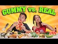 GUMMY VS REAL FOOD CHALLENGE!!! Kids Eat Frogs and Worms!
