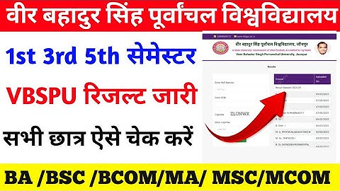 BA/BSC/BCOM/MA/MSC/MCOM 1st , 3rd 5th Semester Results 2025 || vbspu result 2025