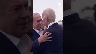 President Biden welcomed by Israel Prime Minister Netanyahu as he lands in Tel Aviv | ABC News