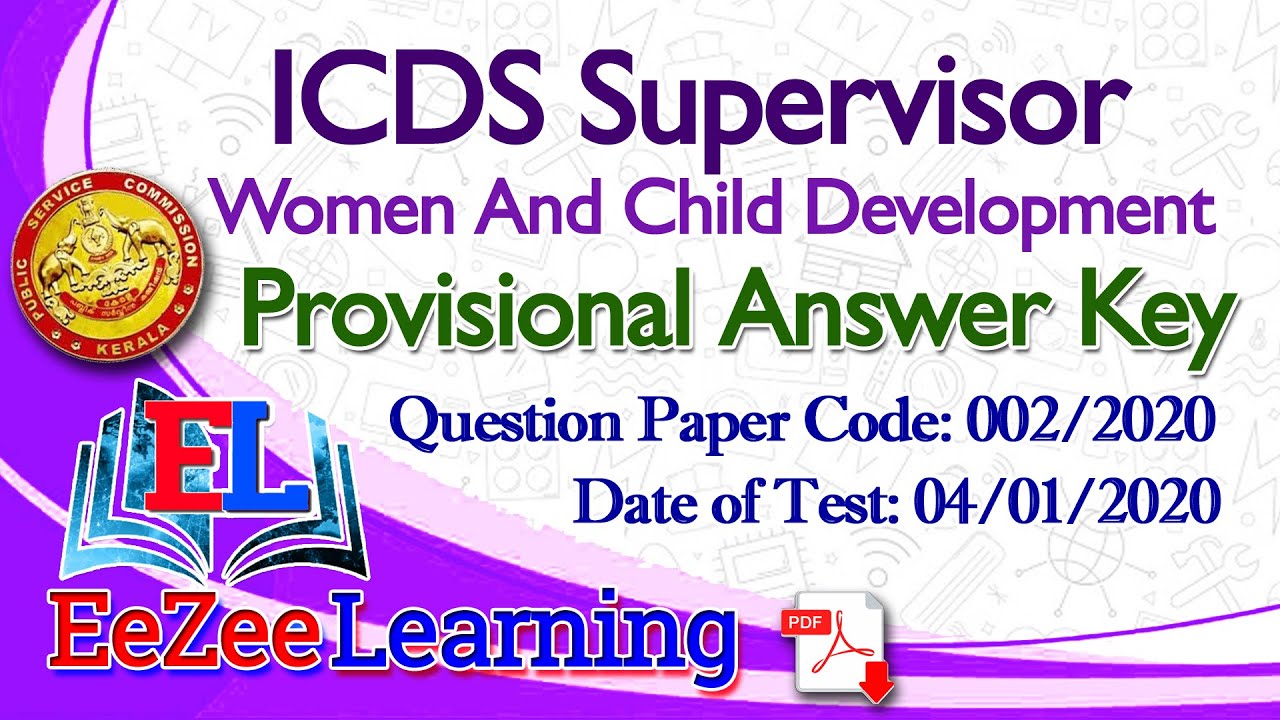 Icds Supervisor Preliminary Result 2020 ICDS Supervisor - Women And Child Development | Provisional Answer Key