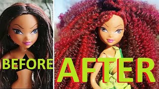 Second Hand doll restoration: CURLY Aisha/Layla Hair Reroot [Winx Club]