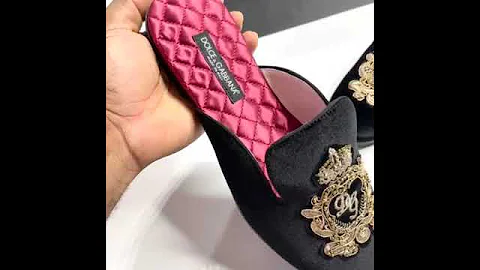 Dolce & Gabbana Mens Velvet Slippers with Coat of Arms Embroidery. Size: 40-46  #mensfashion