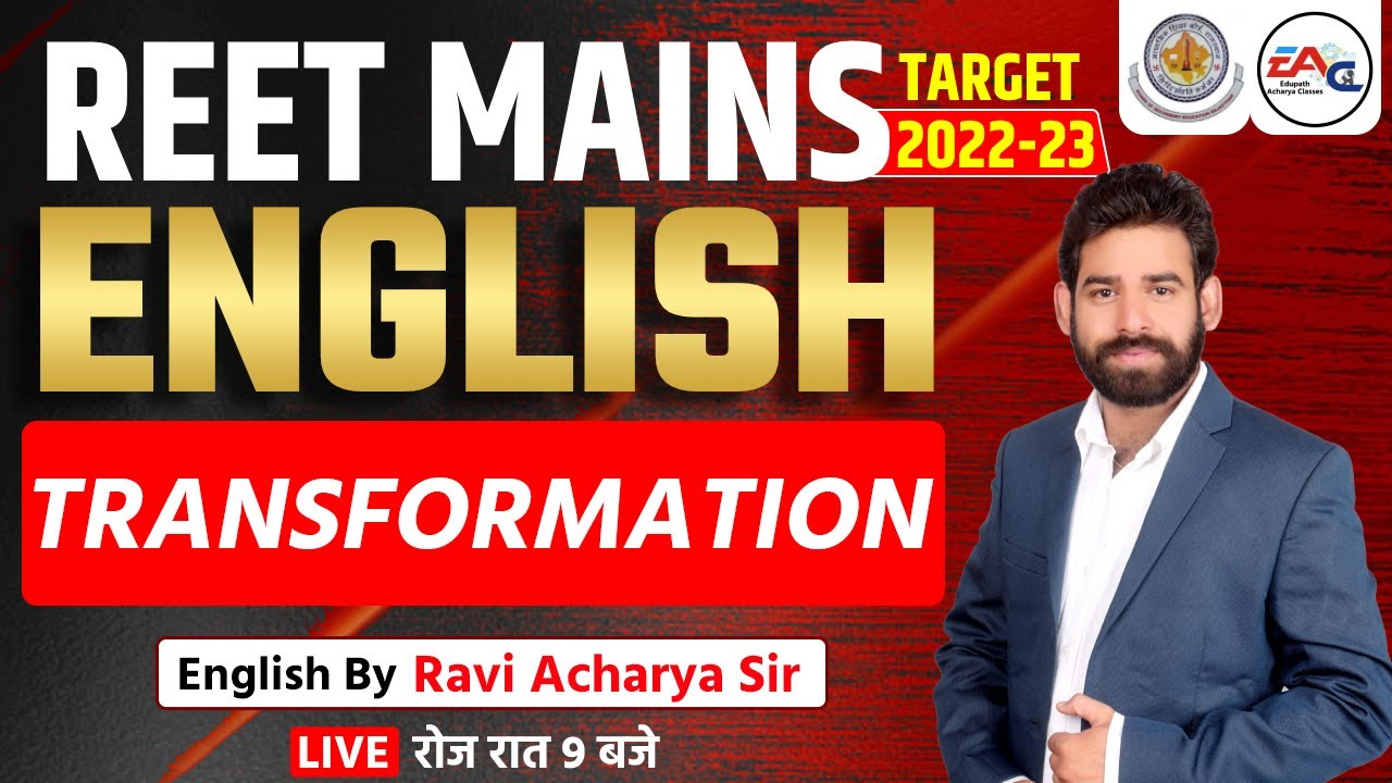 REET 3rd Grade English | Transformation | REET Mukhya Pariksha English | By Ravi  Sir