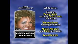 Rubecca Anthea Labadie Didier ~ Long Obituary