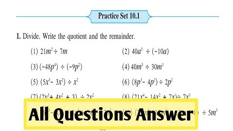 #Practice Set 10.1 | Class 8 | Chapter 10 Division of Polynomials | Maths | All Question Answers
