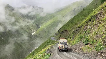 Driving over the Abano Pass (2,850 m) in Georgia / Caucasus