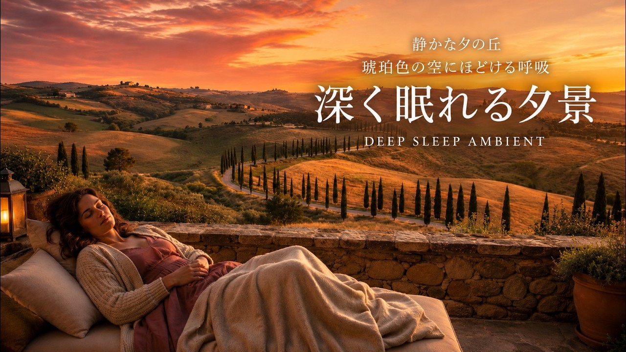 睡眠・リラックス・作業用／3H】トスカーナ・オルチャ渓谷｜夕景で眠る 