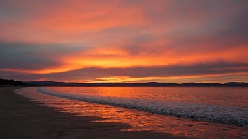 Pink Sunset Afterglow on the Beach with Calm Ocean | Relaxing ASMR for Deep Sleep | 3H in 4K