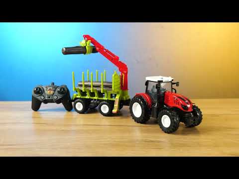 Дитячий Трактор на радіокеруванні з краном і аксесуарами Світлові ефекти Зелений, видео 1