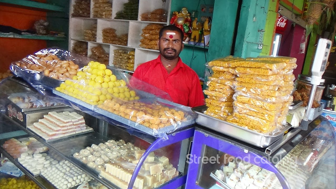 Indian Sweets Making Factory | Sri Vijaya Durga Sweet Shop in Bapatla | Street Food Catalog