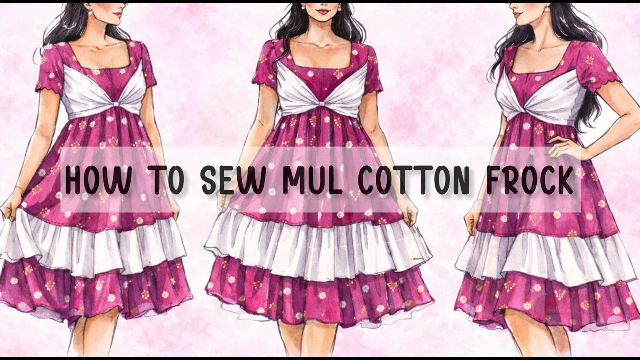 How to cut & sew Mul Cotton Frock✨💕|| In telugu || Sthri Stories || #diy  #stitching #frock #cotton