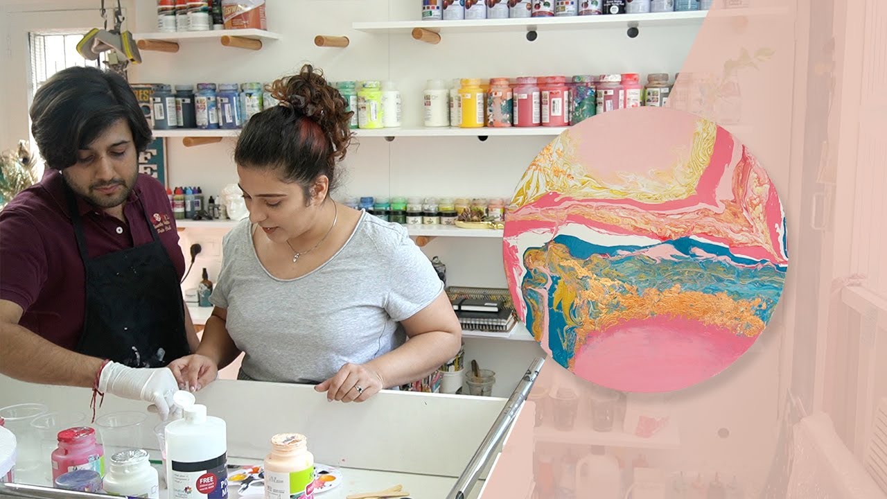 Influencer and Architect tries Acrylic pour art (swallowing paint on